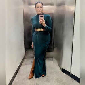 ASOS DESIGN asymmetric ruched knot maxi pencil dress